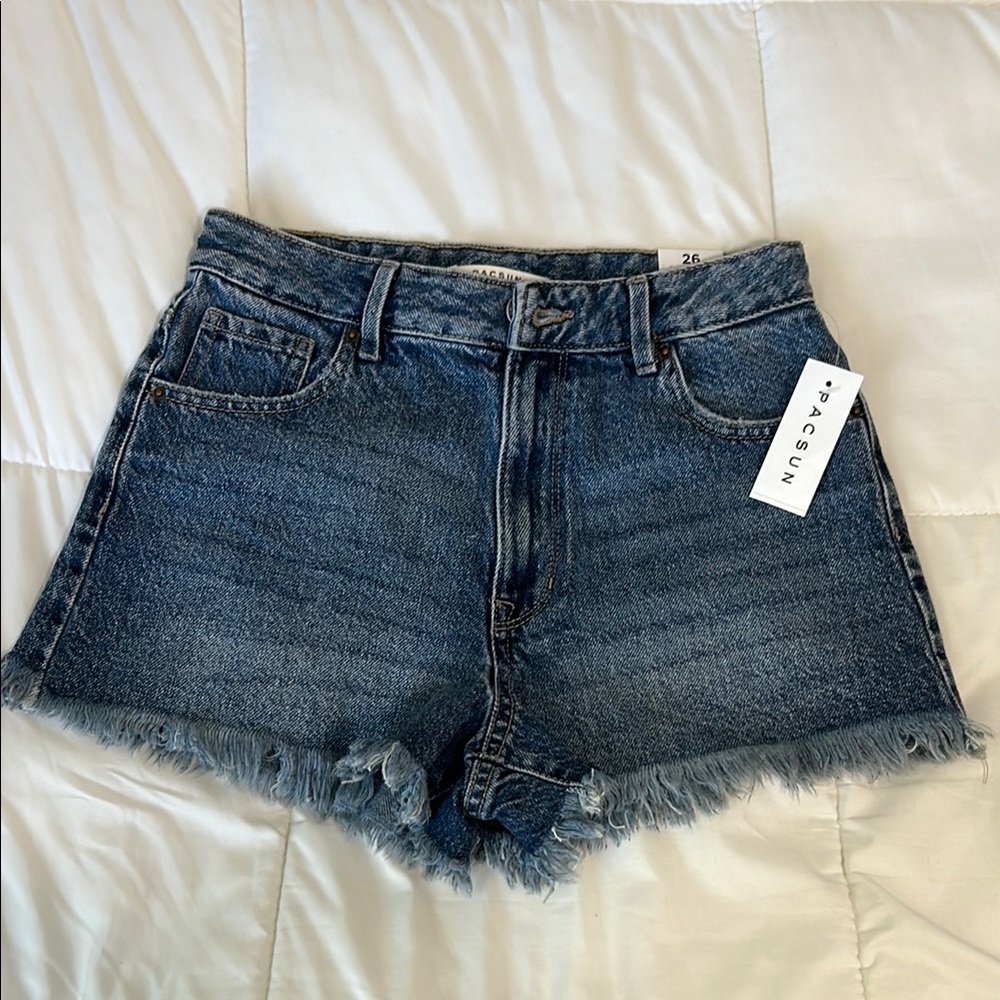 PacSun Blue Jean Shorts with Distressed Hem